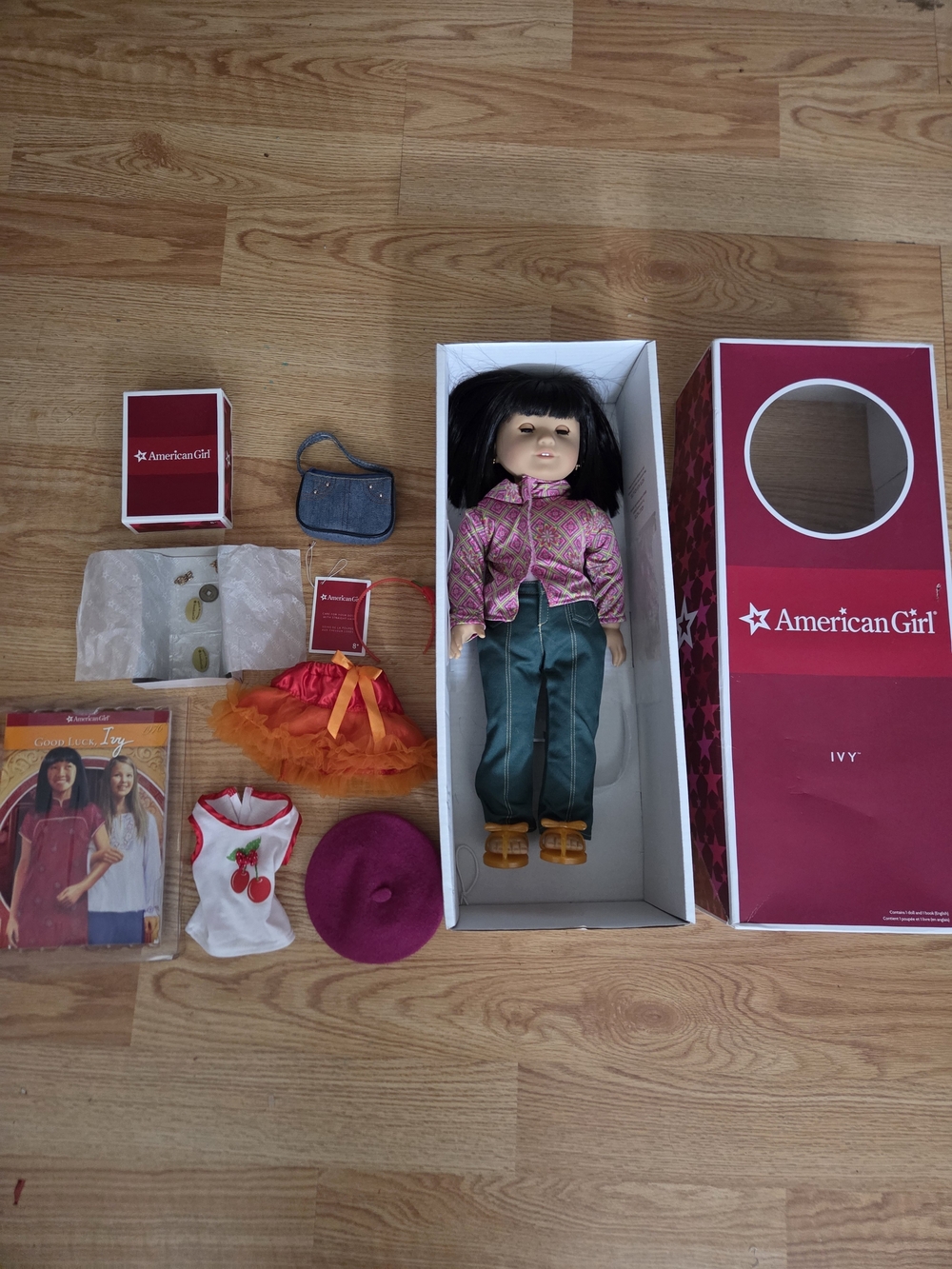 Retired Ivy American Girl Doll Box - Dark Pink and White - Picture 1 of 7
